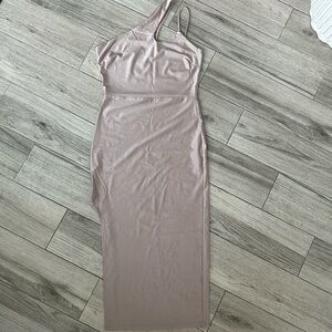 Elegant One-Shoulder Dress in champagne